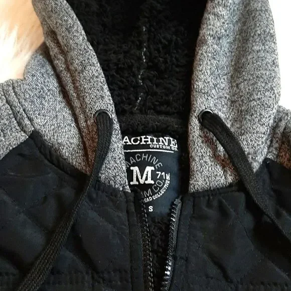 MACHINE 71 Mens Black /Gray Fleece Jacket S - Picture 2 of 7